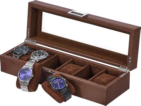 Amazon BEWISHOME Watch Box Organizer 6 Slot Watch Case For Men