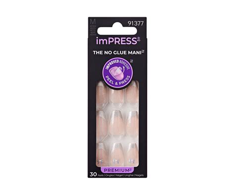 Impress Premium Ongles à Pression Memory Lane Moyens Ballerine 30 Unités Kiss Faux