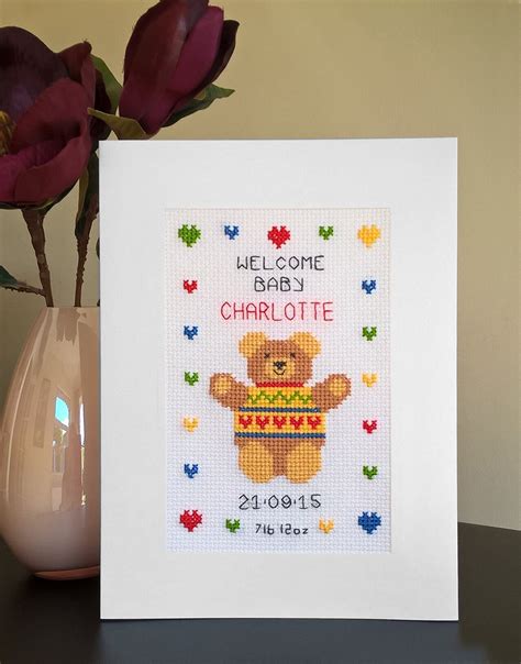 New Baby Cross Stitch Card Kit Etsy UK