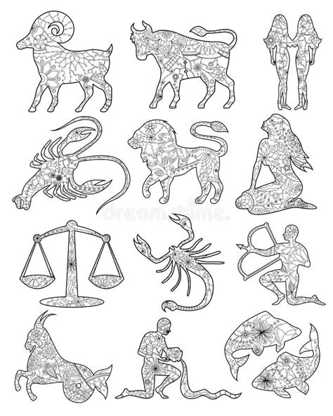 Livre De Coloriage De Signe De Zodiaque De Taureau Pour Le Vecteur D