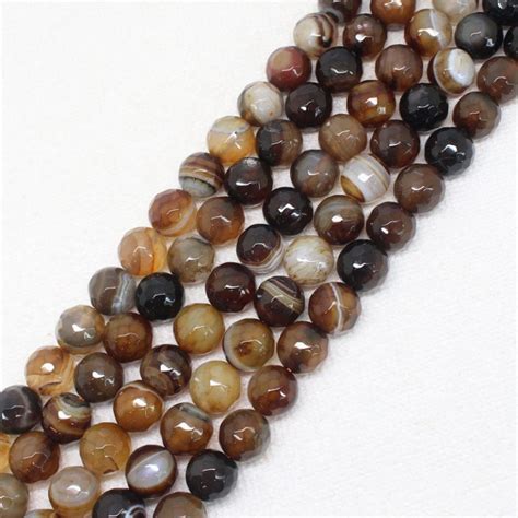 Faceted Brown Banded Agate Beads Brown Striped Agate Dearbeads