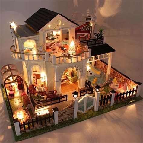 Miniature Music 3d Wooden Dollhouse Toy Model Simulation Villa Swimming