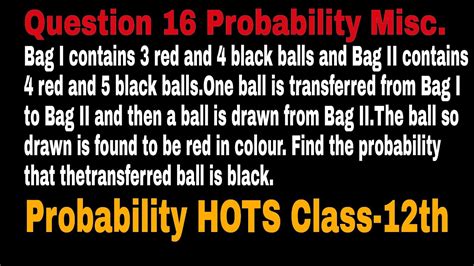 Bag I Contains Red And Black Balls And Bag Ii Contains Red And