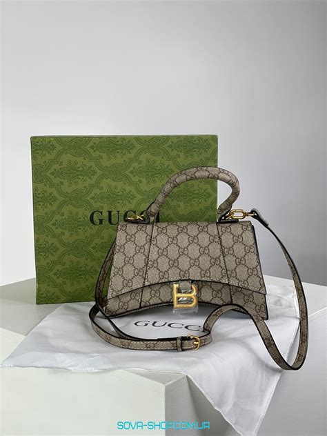 Жіноча сумка Gucci X Balenciaga Hourglass Hacker Aria Supreme Premium