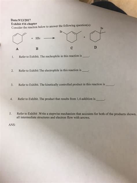 Solved Consider The Reaction Below To Answer The Following Chegg