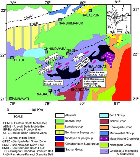 Simplified Geological Map Of The Citz In Central India Showing All The