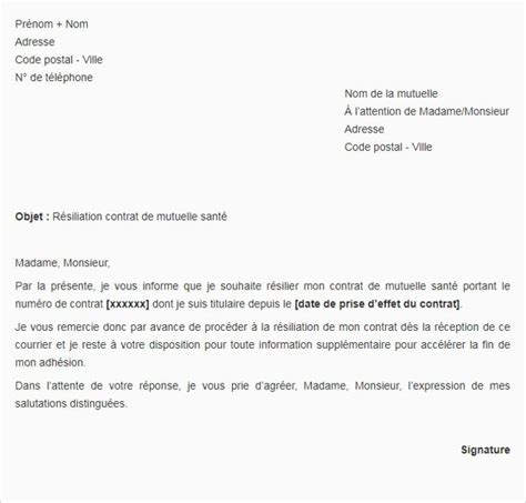 R Siliation Mutuelle Infra Annuelle Ria Mod Le De Lettre Et Mail Pdf