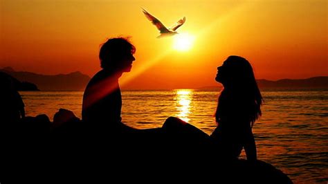 Hd Wallpaper Couple Love Sunset Lake Romantic Wallpaper Flare