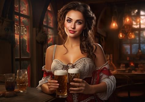Premium AI Image Smiling Very Hot Girl Dressed In A Corset With Glass