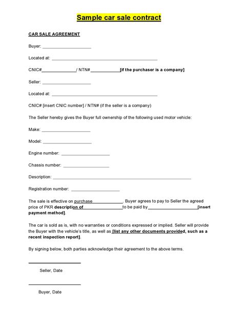 Free Printable Vehicle Purchase Agreement Pdf Printable Form Templates And Letter