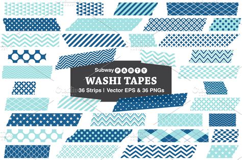 Vector Washi Tape Strips Blue Aqua Graphic Objects Creative Market