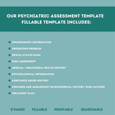 Psychiatric Assessment Template Pdf For Psychiatrists Nurse Etsy