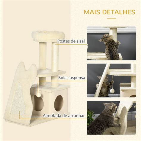 Árvore Arranhador Para Gatos Pequenos Altura 83cm Torre Para Gatos Com Cama Caverna Plataforma