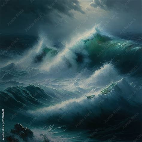 Ocean waves during storm, created with Generative AI technology Stock ...