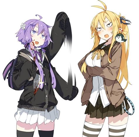 Safebooru 2girls Ahoge Backpack Bag Black Legwear Blonde Hair Blue