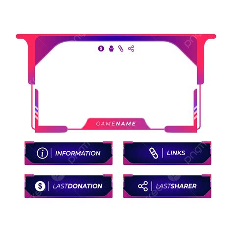 Single Screen Streaming Overlay Twitch And Four Purple Gradient Color