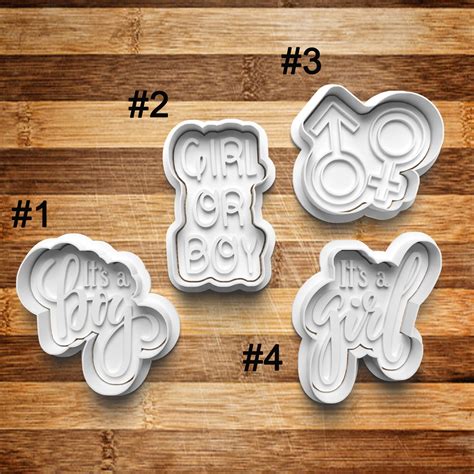 Gender Reveal Cookie Cutter Cookie Stamp Cookie Embosser Cookie Fondant Clay Stamp