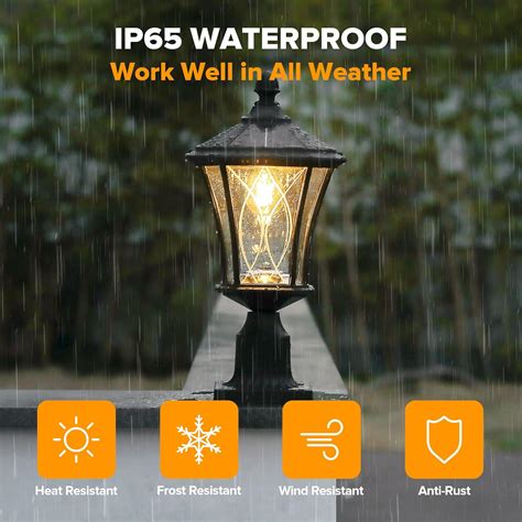 LUTEC Outdoor Solar Lamp Post Light with Pier Mount Base, Dusk to Dawn