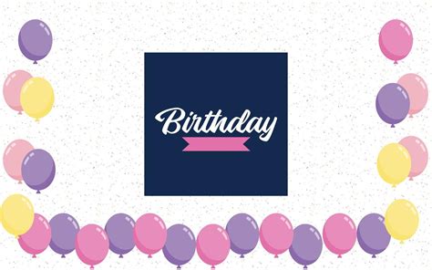 Happy Birthday Lettering Text Banner With Balloon Background 18512577 Vector Art At Vecteezy