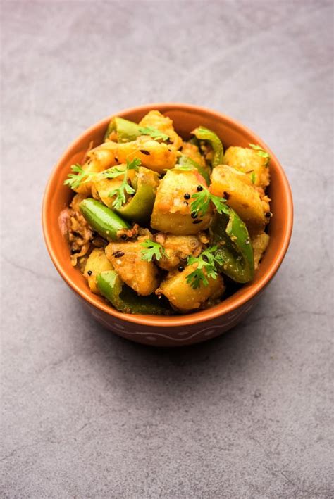 Aloo Shimla Mirch Sabji Or Dry Potato Capsicum Curry Is An Indian Main