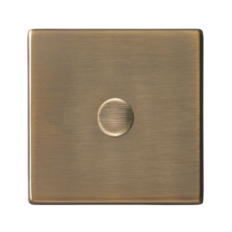 Hamilton Hartland Cfx Antique Brass 1 Gang 250w 2 Way Push Onoff Rotary Led Dimmer With Antique