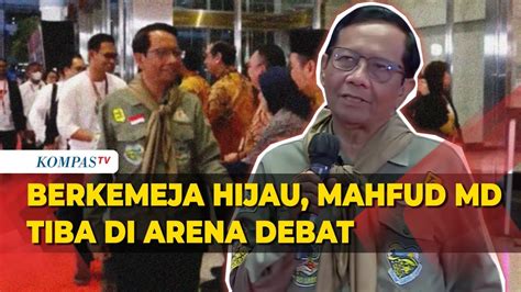 Berkemeja Hijau Mahfud Md Tiba Di Lokasi Debat Cawapres Pilpres