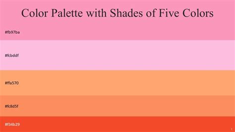 Color Palette With Five Shade Sweet Pink Cupid Atomic Tangerine Salmon Pomegranate