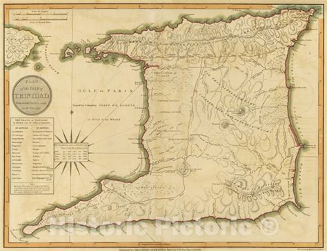 Historic Wall Map 1800 Trinidad Vintage Wall Art Trinidad Map