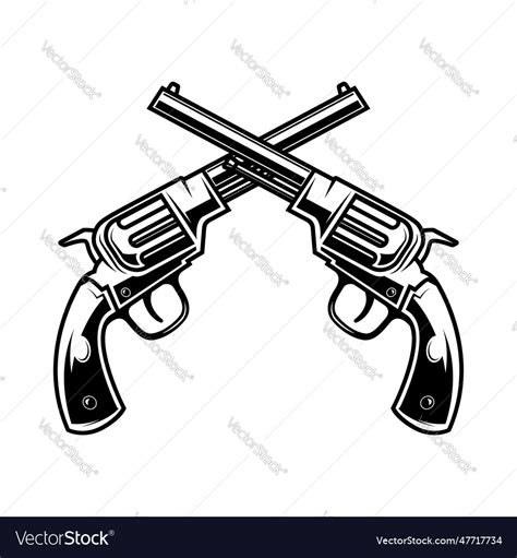 Vintage revolver in black and white perfect Vector Image