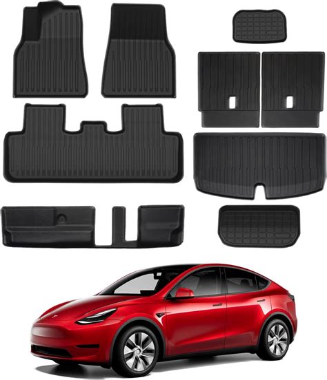 Kikimo 9pcs Tesla Model Y Floor Mats 7 Seater 2020 2023 2024 Tesla Model Y Accessories All