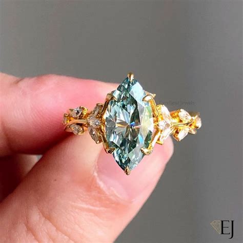 158ct Marquise Cut Moissanite Engagement Rings Vintage Leaf Style