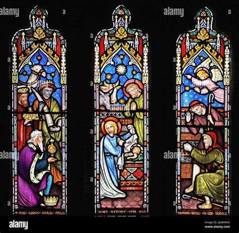 A Stained Glass Window By Frederick Preedy Depicting Adoration Of The