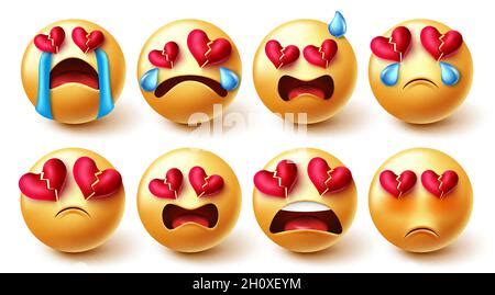 Gelbe Weinende Emoji Gesichter Cry Face Set Vektor Crier Emojies Mit