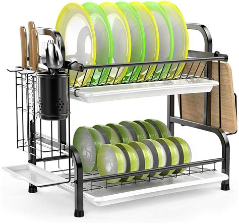 Ispecle 2 Tier 304 Stainless Steel Dish Drying Rack For Kitchen Counter