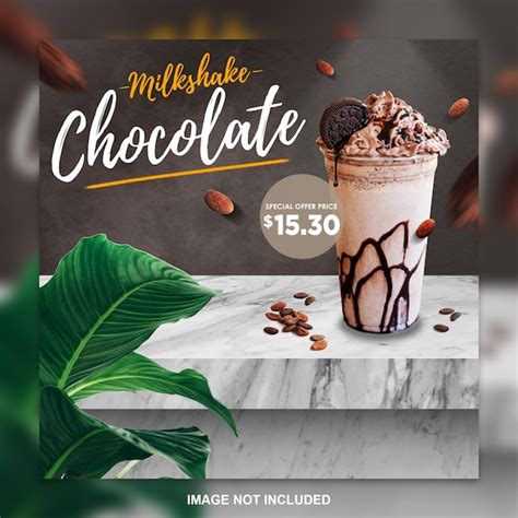 Premium PSD Milkshake Chocolate Ice Social Media Post Template Design