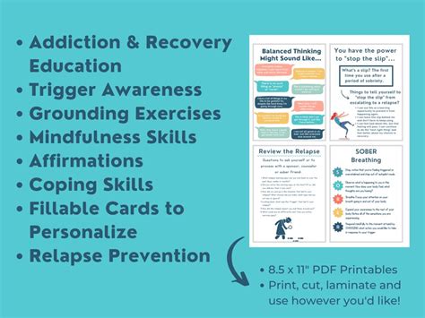 Substance Use Addiction Recovery Coping Skills Cards Relapse Etsy