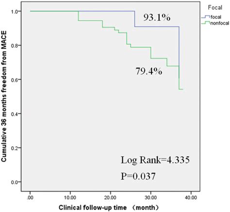 Kaplanmeier Mace Free Survival Curve For Month Follow Up Mace