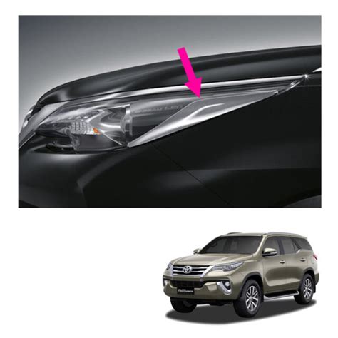 Toyota FORTUNER 2016 Genuine Chrome Head Light Lamp Cover Set Of2 For