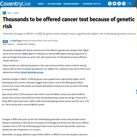 Nhs Jewish Brca Testing Programme Officially Launches Jnetics