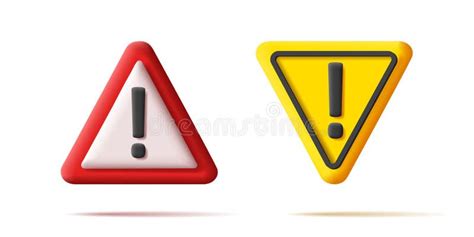 3d Red And Yellow Triangles Warning Sign With Exlamation Mark Vector