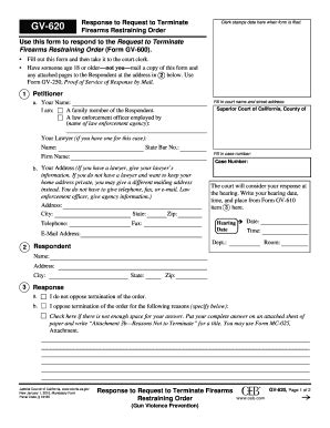 Fillable Online GV 620 Response To Request To Terminate Firearms