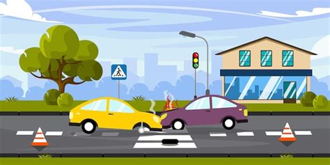 Premium Vector | Vector illustration of car accident Cartoon urban an accident involving cars ...