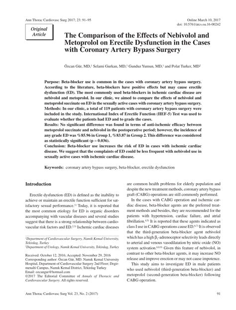 Pdf The Comparison Of The Effects Of Nebivolol And Metoprolol On