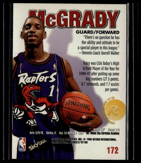 Tracy Mcgrady Skybox Z Force Rookie Toronto Raptors Ebay