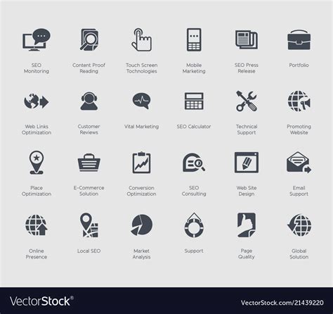 Seo And Development Icon Set Royalty Free Vector Image