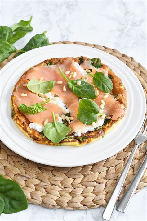 Recept Spinazie omelet met zalm en hüttenkäse Clean eating dinner