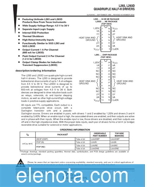 L Dne Datasheet Pdf Kb Texas Instruments Pobierz Z Elenota Pl