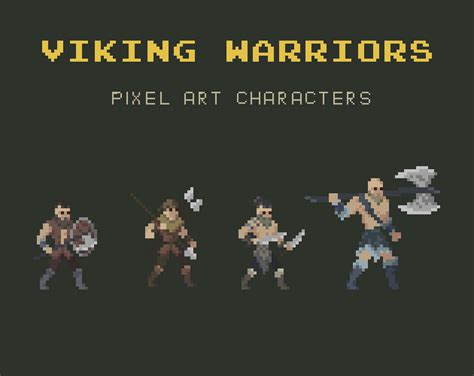 Viking Warrior Pixel Art Characters by sanctumpixel