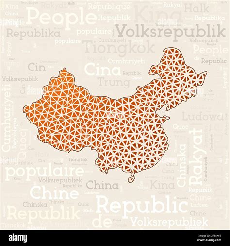 China Map Design Country Names In Different Languages And Map Shape