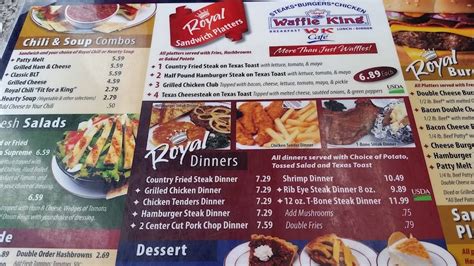 Menu at Royal Waffle King restaurant, Murphy